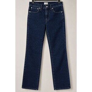 J Crew Houndstooth Jeans Womens 24 Vintage Straight Dark Wash Patterned Denim